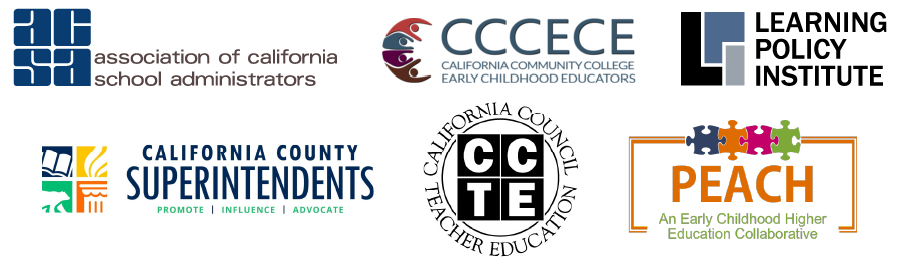 Logos of webinar sponsors ACSA, CCCECE, CCTE, PEACH, and LPI