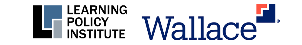 Logos of webinar co-hosts, Learning Policy Institute and The Wallace Foundation logos