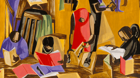 "The Library" painting by Jacob Lawrence