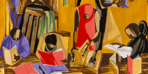 "The Library" painting by Jacob Lawrence