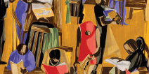 Painting by Jacob Lawrence, The Library
