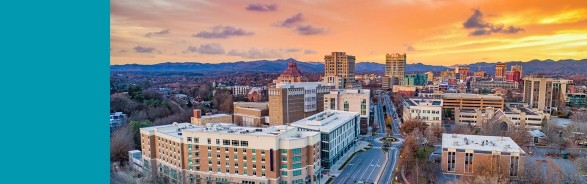 Wide view of downtown Asheville, North Carolina