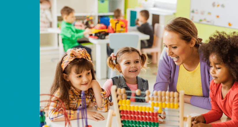 Teacher with early childhood education students
