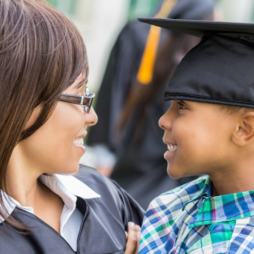 Mother with son graduating from college