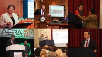 A collage of LPI staff and fellows and policymakers speaking and presenting at various events
