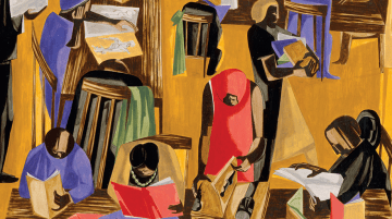 Painting by Jacob Lawrence, The Library