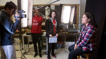 High school students in video production activity