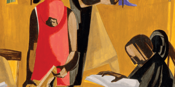 Detail of painting by Jacob Lawrence, The Library