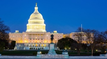 US Capitol building at dusk