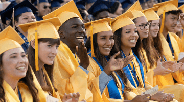 Students at graduation ceremony