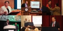 A collage of LPI staff and fellows and policymakers speaking and presenting at various events