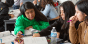 Group of female students in high school math class