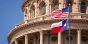 Texas capital building with Texas and United States flag