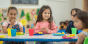 Children eating in a classroom